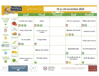 Menu du 18 au 24 Novembre