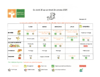 Menu du 20 au 24 octobre 2025