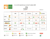 Menu du 29 septembre au 3 octobre 2025