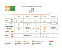 Menu du 6 au 10 octobre 2025