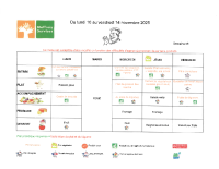Menu du 10 au 14 novembre