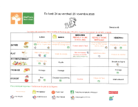 Menu du 24 au 28 novembre