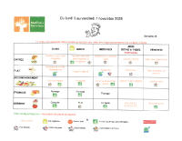 Menu du 3 au 7 novembre