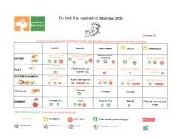 Menu du 8 au 12 decembre