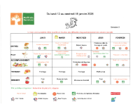menu du 12 au 16 janvier
