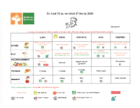 menu du 23 au 27 fevrier