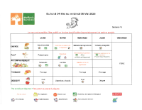 2026 – Menu DU 04 AU 08 MAI