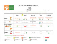 2026 – Menu DU 16 AU 20 MARS