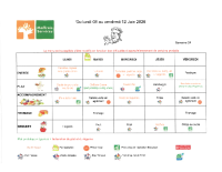 Menus du 08 au 12 juin