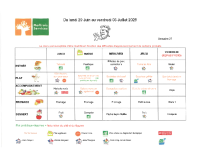 Menus du 29 juin au 03 juillet